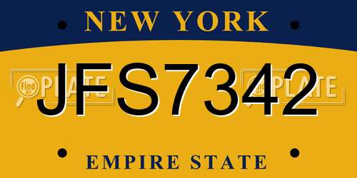 JFS7342 New York License Plate