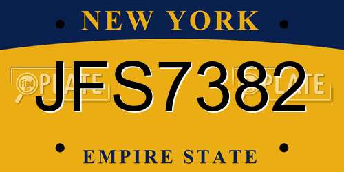 JFS7382 New York License Plate