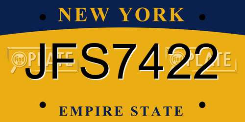 JFS7422 New York License Plate