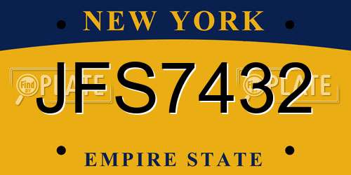 JFS7432 New York License Plate