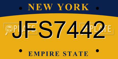 JFS7442 New York License Plate