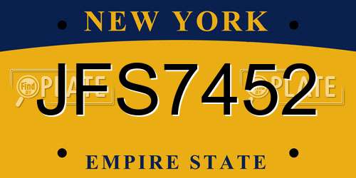 JFS7452 New York License Plate