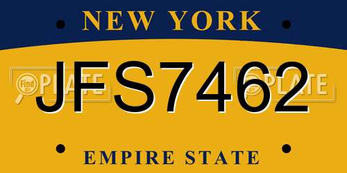 JFS7462 New York License Plate
