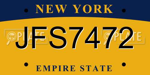 JFS7472 New York License Plate