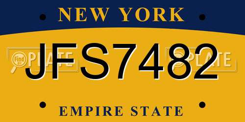 JFS7482 New York License Plate