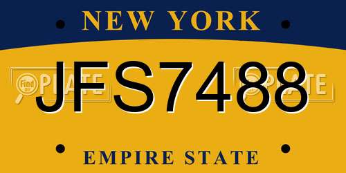 JFS7488 New York License Plate