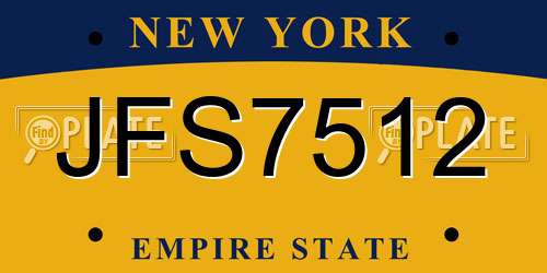 JFS7512 New York License Plate