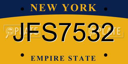 JFS7532 New York License Plate