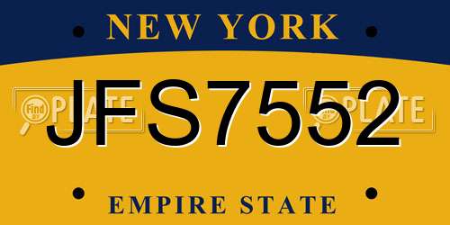 JFS7552 New York License Plate