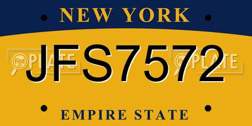 JFS7572 New York License Plate