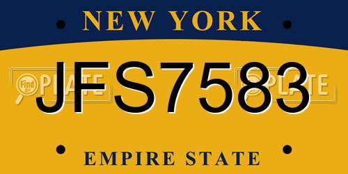 JFS7583 New York License Plate