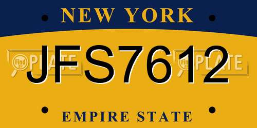 JFS7612 New York License Plate