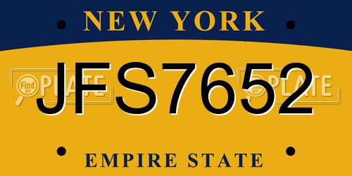 JFS7652 New York License Plate