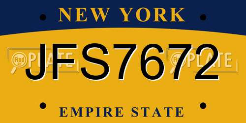 JFS7672 New York License Plate