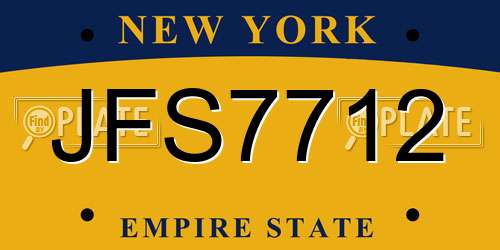 JFS7712 New York License Plate