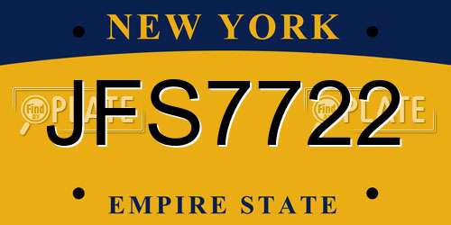 JFS7722 New York License Plate