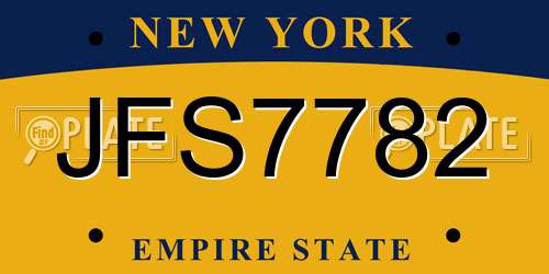 JFS7782 New York License Plate