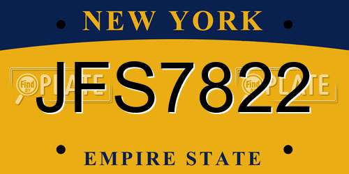 JFS7822 New York License Plate