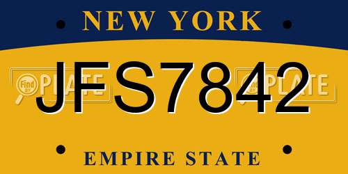 JFS7842 New York License Plate