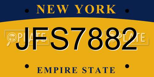 JFS7882 New York License Plate
