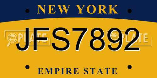 JFS7892 New York License Plate