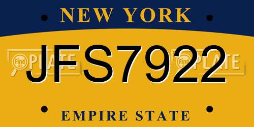 JFS7922 New York License Plate