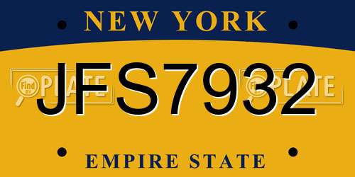JFS7932 New York License Plate