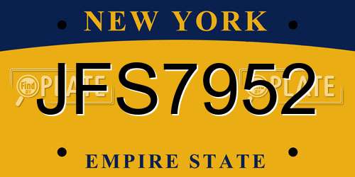 JFS7952 New York License Plate