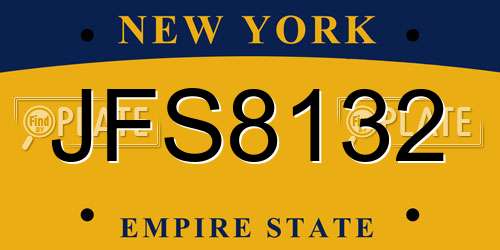 JFS8132 New York License Plate