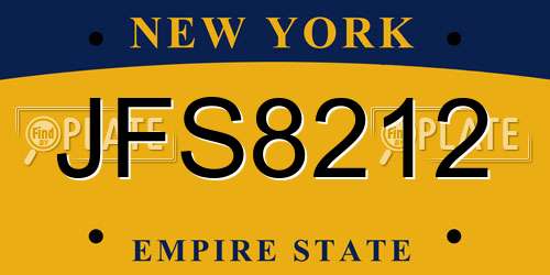 JFS8212 New York License Plate
