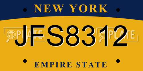 JFS8312 New York License Plate