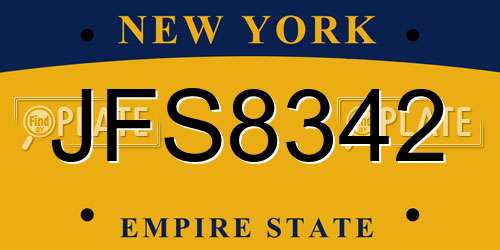 JFS8342 New York License Plate