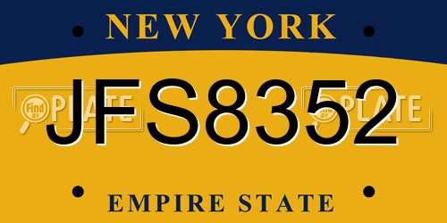 JFS8352 New York License Plate