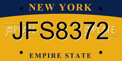 JFS8372 New York License Plate