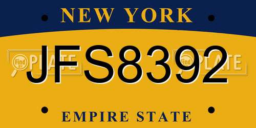 JFS8392 New York License Plate