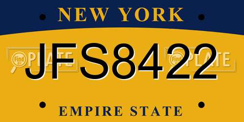 JFS8422 New York License Plate
