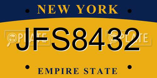 JFS8432 New York License Plate