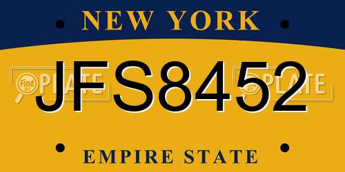 JFS8452 New York License Plate