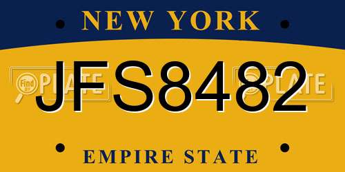 JFS8482 New York License Plate