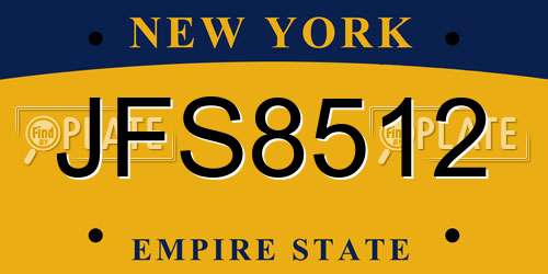 JFS8512 New York License Plate