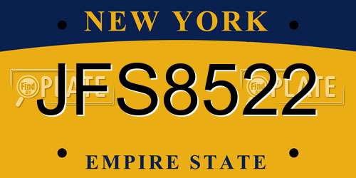 JFS8522 New York License Plate