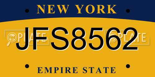 JFS8562 New York License Plate