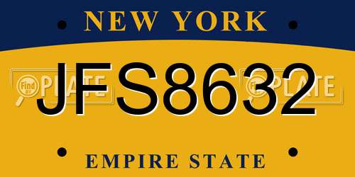 JFS8632 New York License Plate