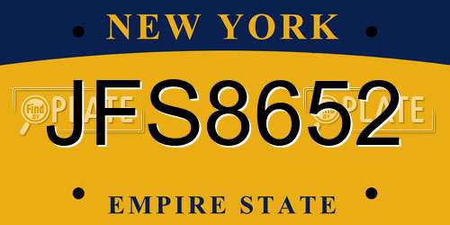 JFS8652 New York License Plate