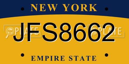 JFS8662 New York License Plate