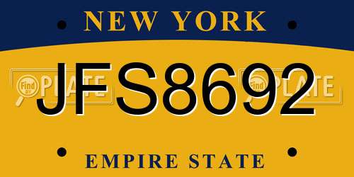 JFS8692 New York License Plate