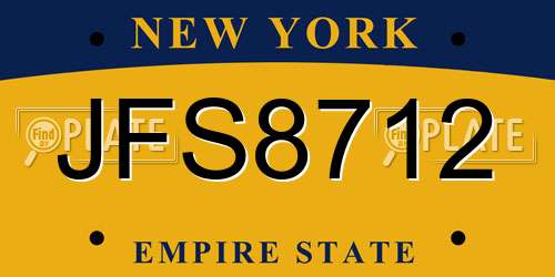 JFS8712 New York License Plate