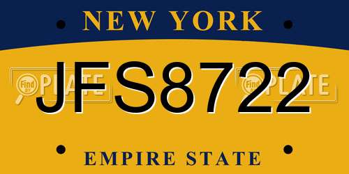 JFS8722 New York License Plate