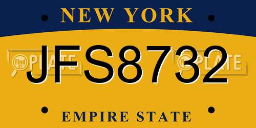 JFS8732 New York License Plate
