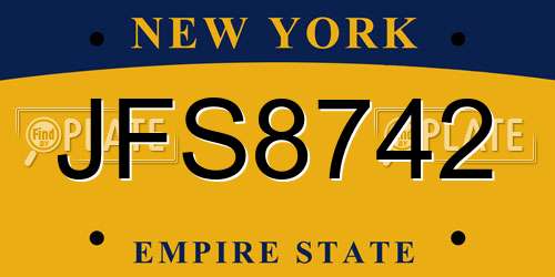JFS8742 New York License Plate